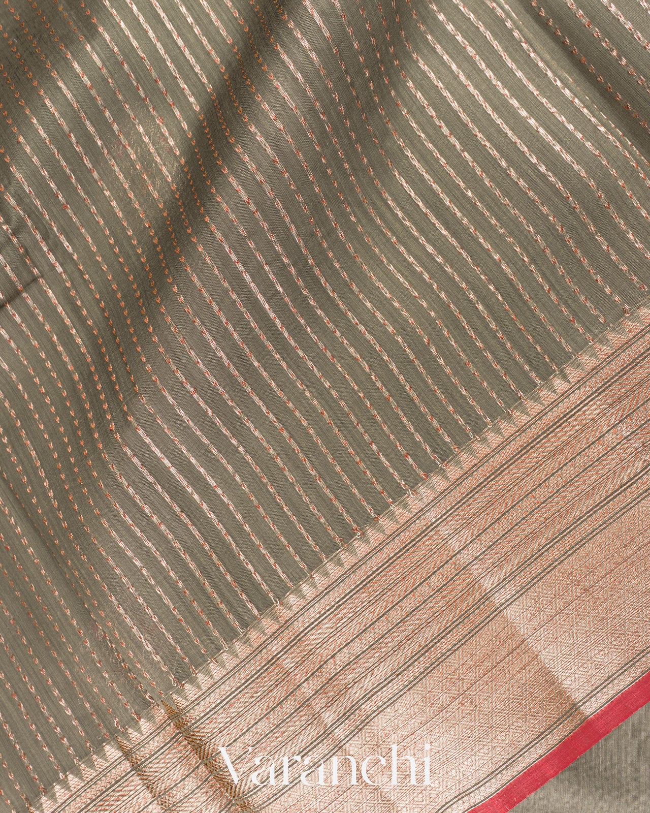 Dusty Grey Pure Chanderi Silk Cotton Handloom Saree