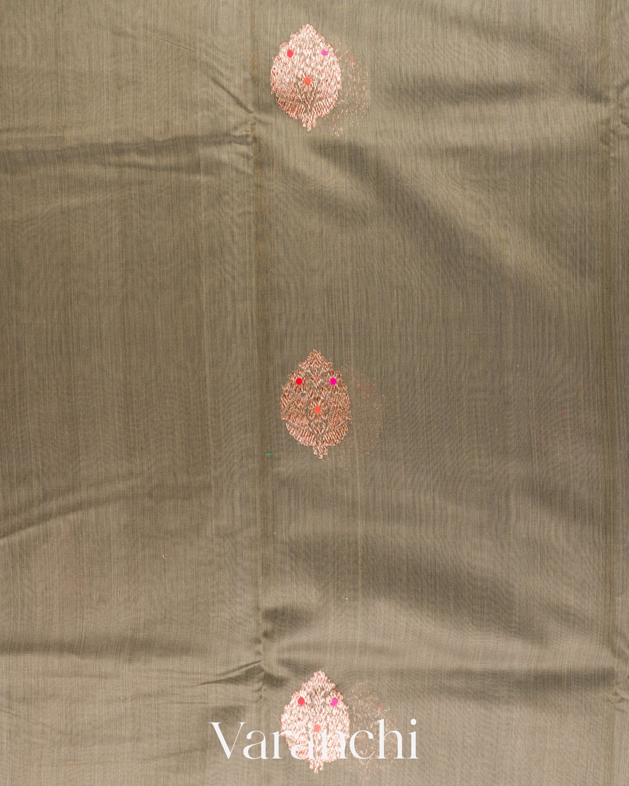 Dusty Grey Pure Chanderi Silk Cotton Handloom Saree