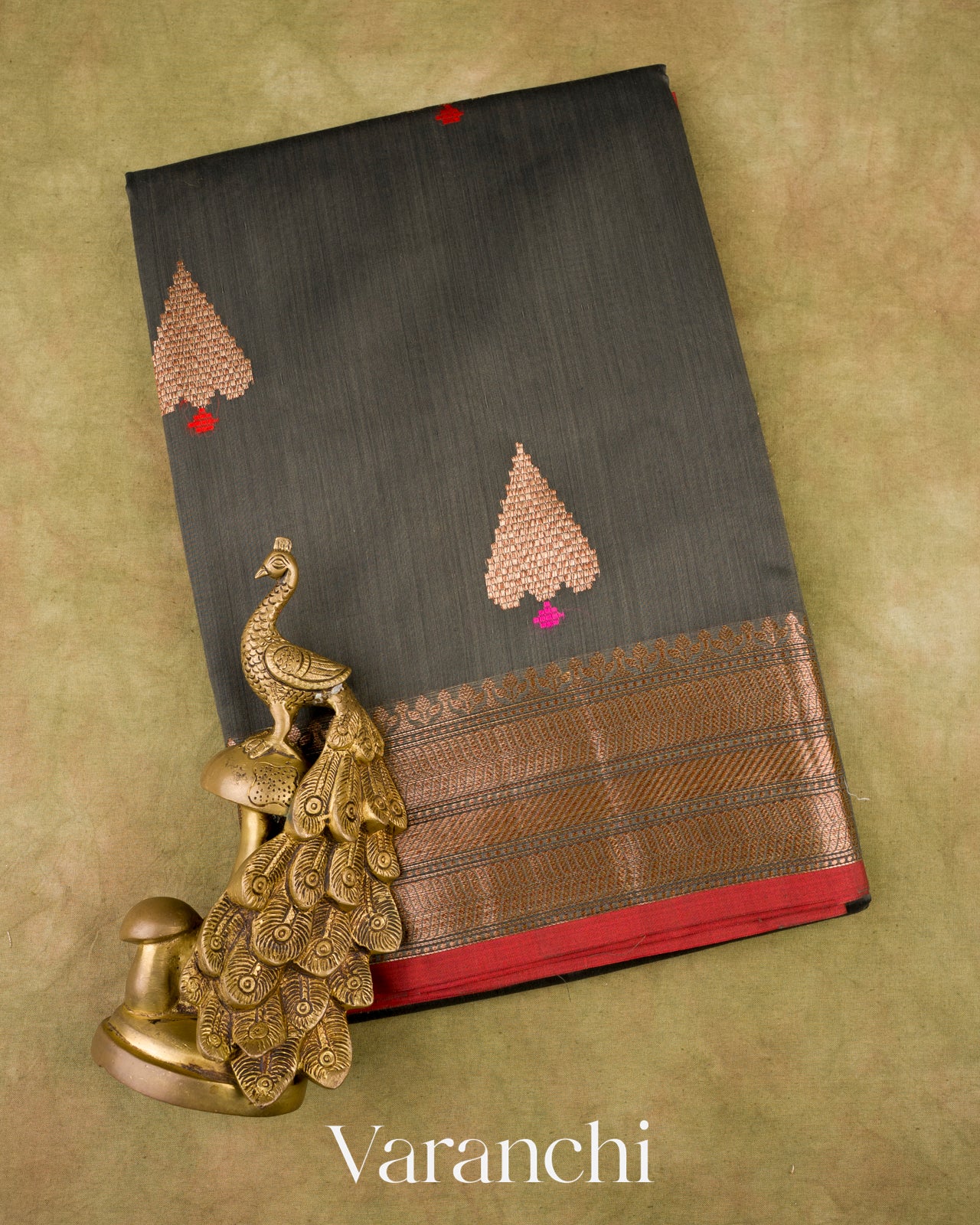 Elephant Grey Chanderi Silk Cotton Handloom Saree