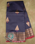 Navy Blue Pure Chanderi Silk Cotton Handloom Saree