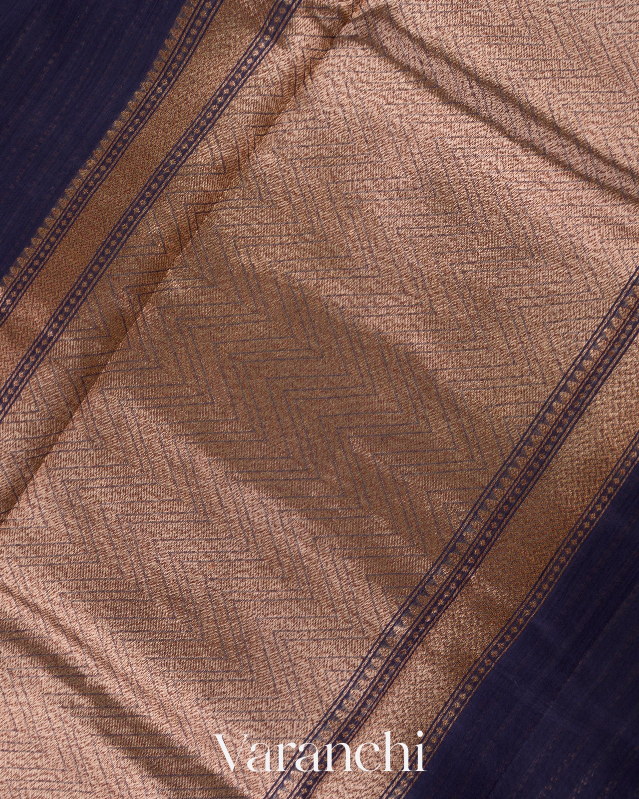 Navy Blue Pure Chanderi Silk Cotton Handloom Saree