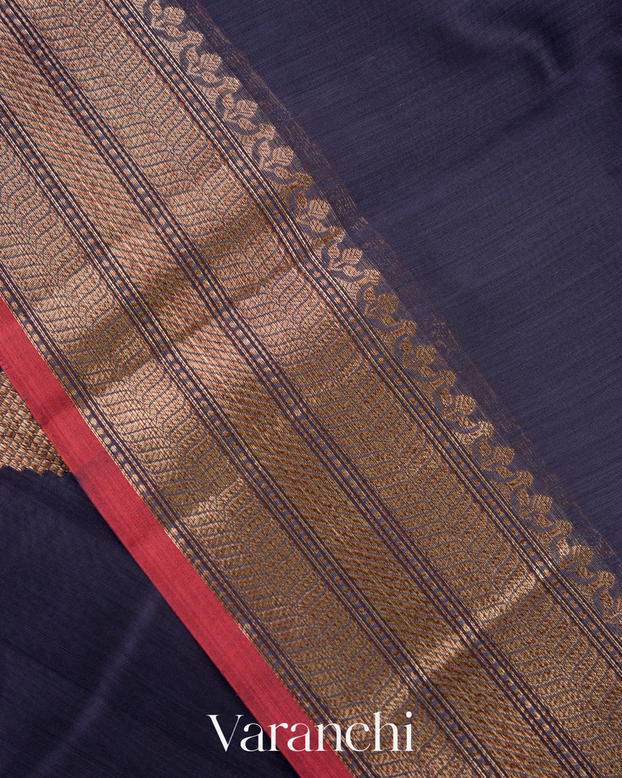 Navy Blue Pure Chanderi Silk Cotton Handloom Saree