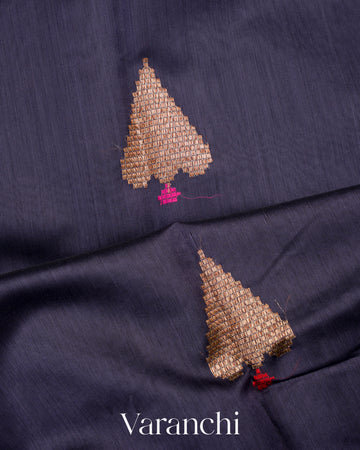 Navy Blue Pure Chanderi Silk Cotton Handloom Saree