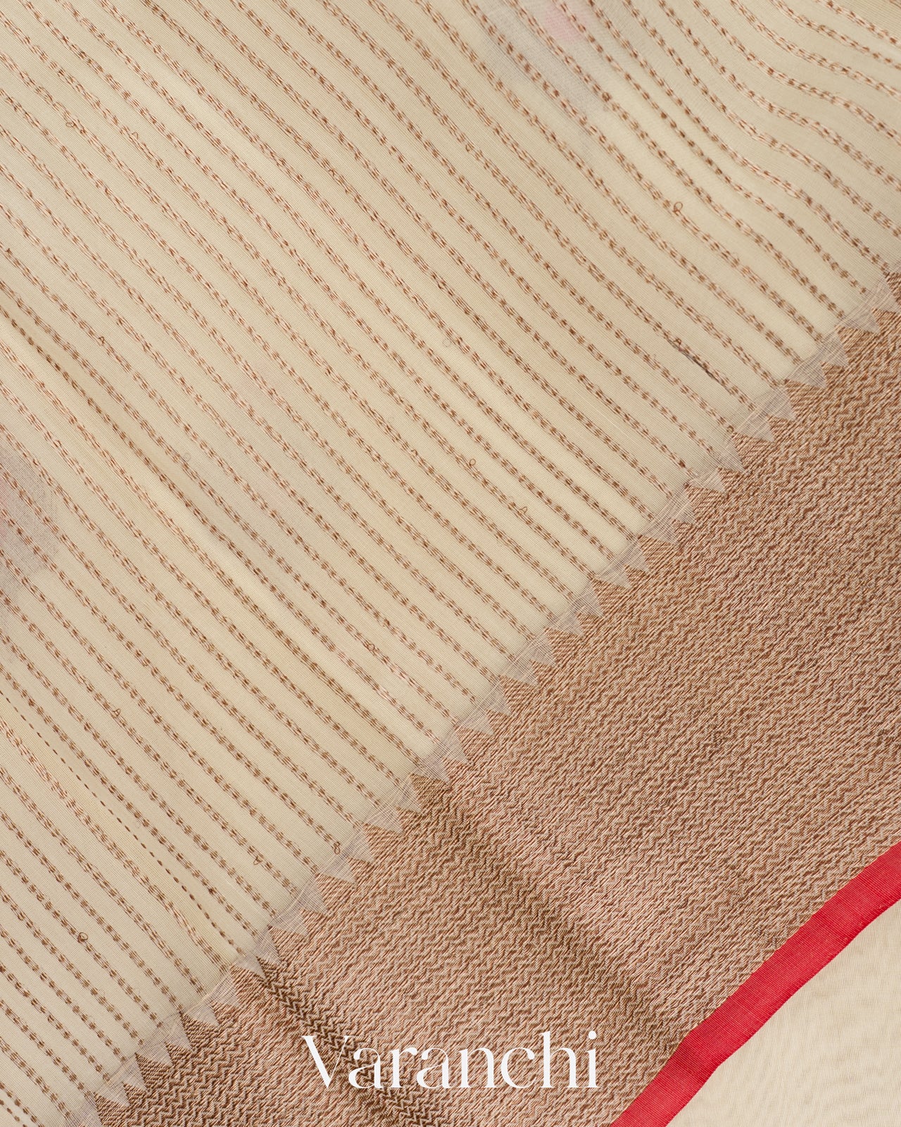 Ivory Cream Pure Chanderi Silk Cotton Handloom Saree 