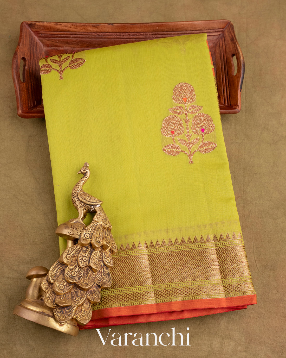 Lemon Green Pure Chanderi Silk Cotton Handloom Saree