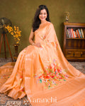 Light Coral Peach Pure Chanderi Silk Cotton Saree 