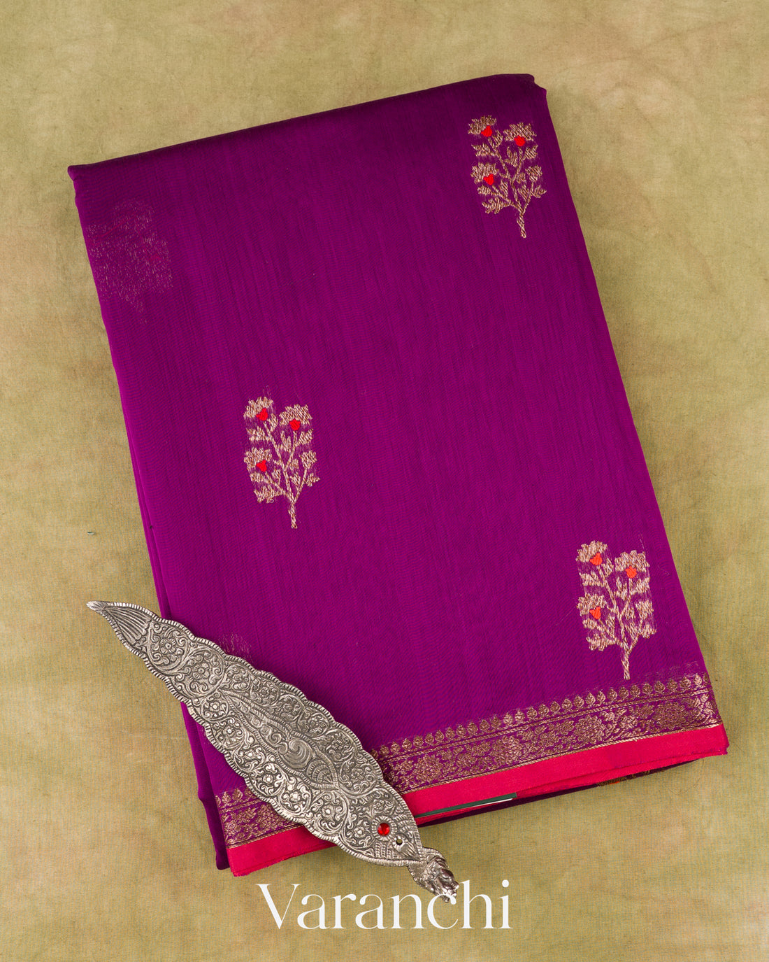 Magenta Purple Pure Chanderi Silk Cotton Handloom Saree