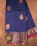 Royal Blue Pure Chanderi Silk Cotton Handloom Saree