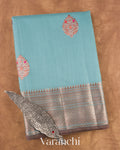Power Blue Pure Chanderi Silk Cotton Handloom Saree
