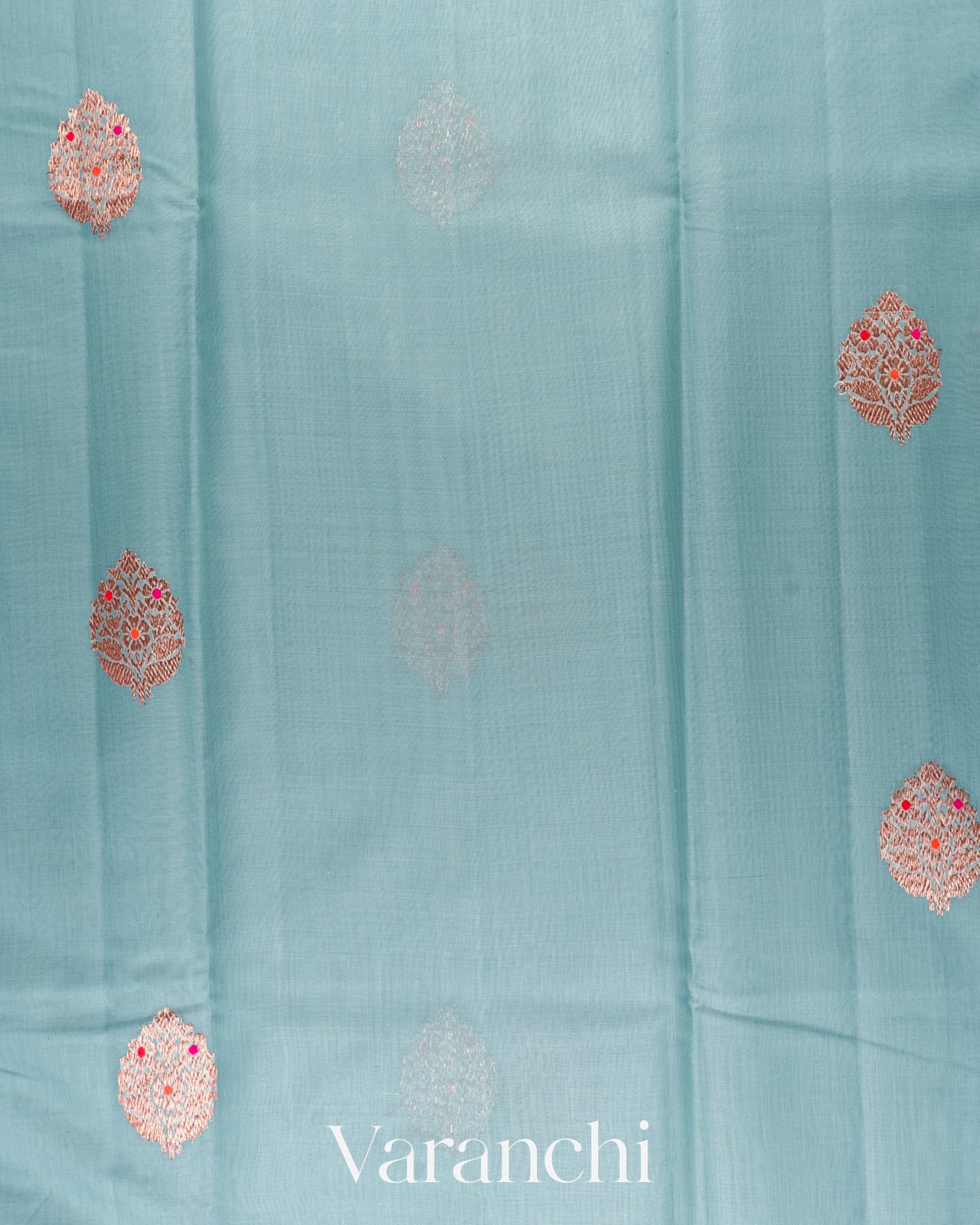Power Blue Pure Chanderi Silk Cotton Handloom Saree