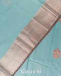 Power Blue Pure Chanderi Silk Cotton Handloom Saree