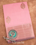 Dusty Rose Pink Pure Chanderi Silk Cotton Handloom Saree