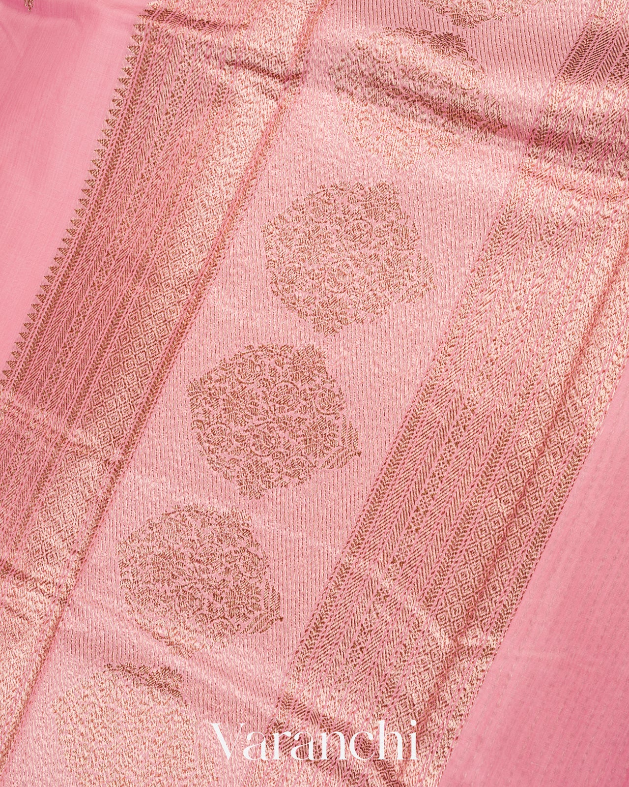 Dusty Rose Pink Pure Chanderi Silk Cotton Handloom Saree