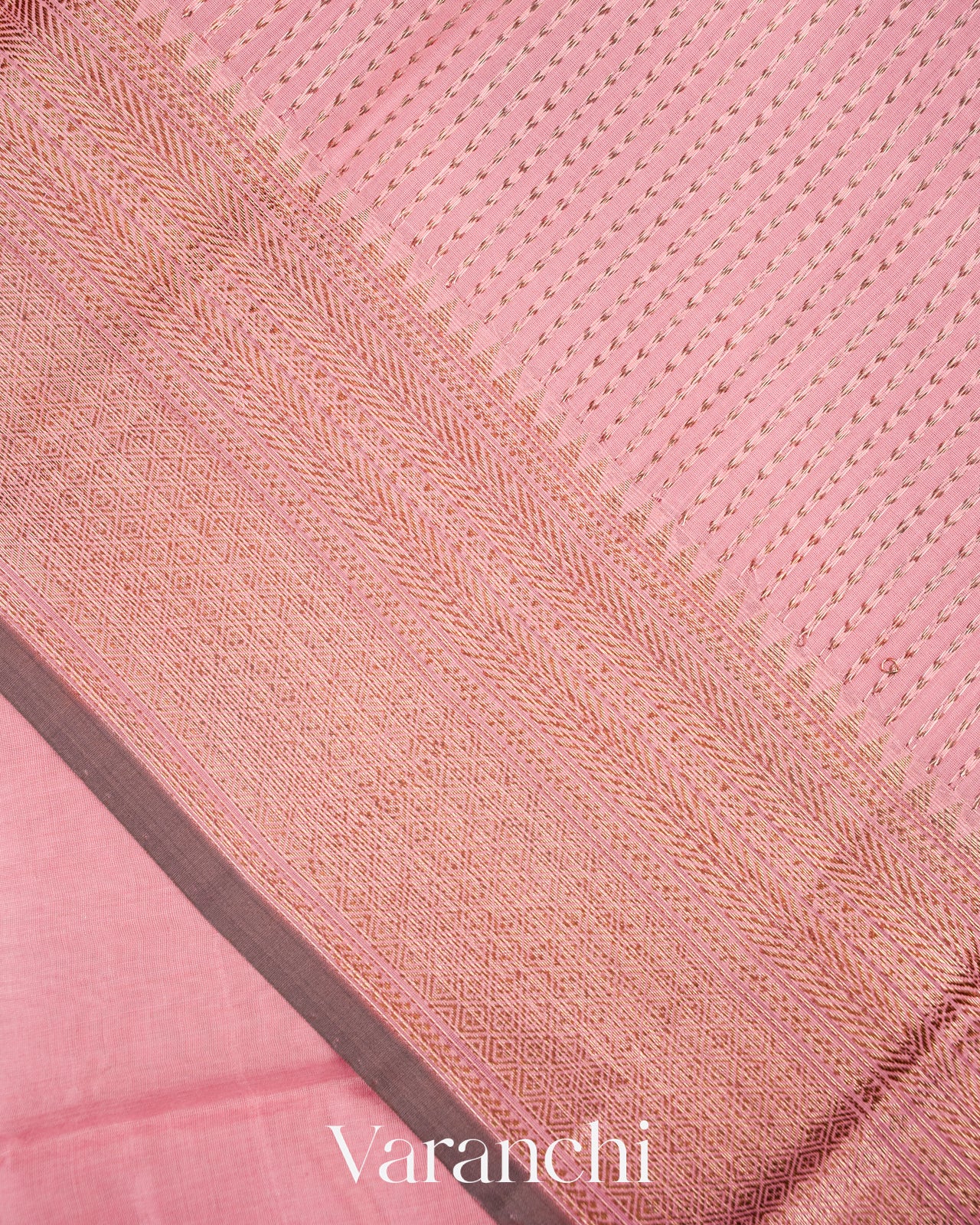 Dusty Rose Pink Pure Chanderi Silk Cotton Handloom Saree