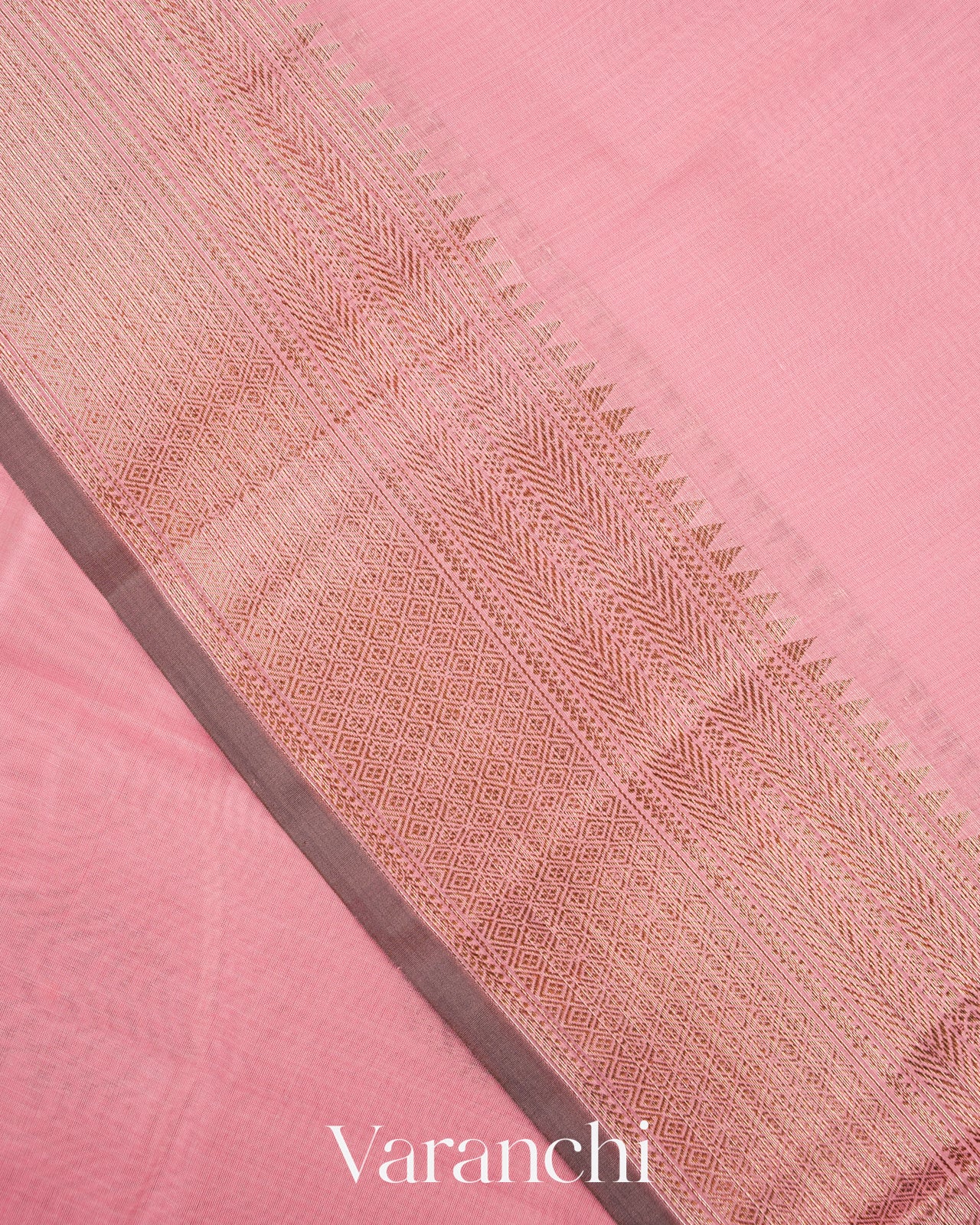 Dusty Rose Pink Pure Chanderi Silk Cotton Handloom Saree