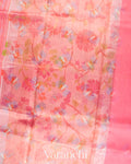 Lotus Pink Floral Printed Pure Chanderi Silk Cotton Saree