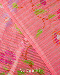 Lotus Pink Floral Printed Pure Chanderi Silk Cotton Saree