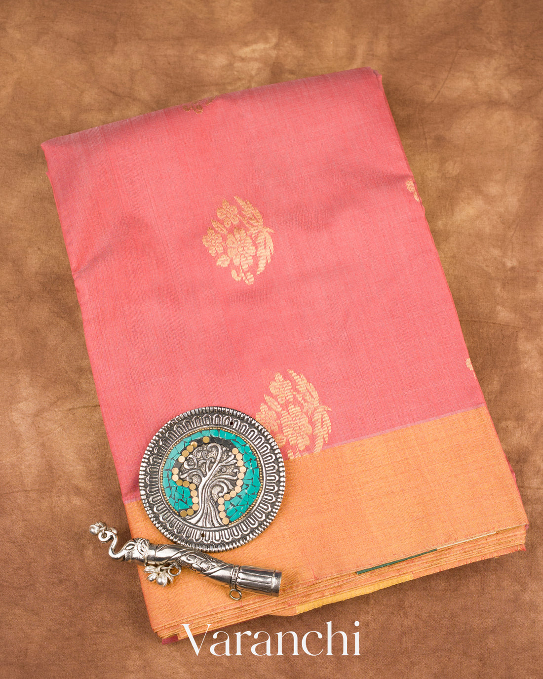 Blush Pink Pure Chanderi Silk Cotton Handloom Saree