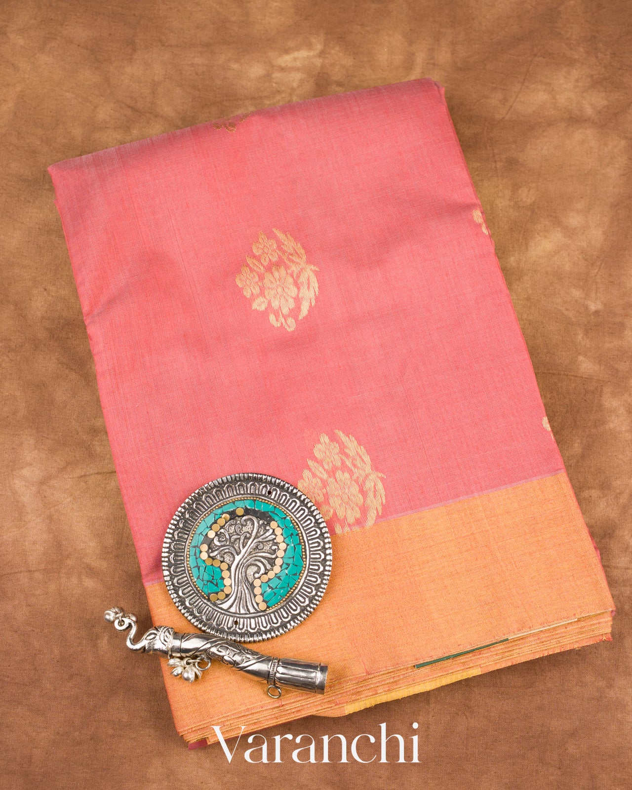 Blush Pink Pure Chanderi Silk Cotton Handloom Saree