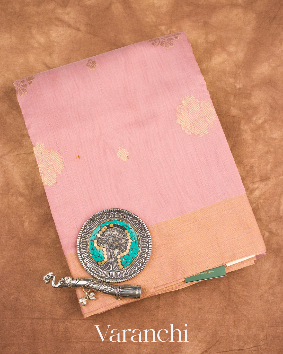 Dusty Pink Pure Chanderi Silk Cotton Handloom Saree