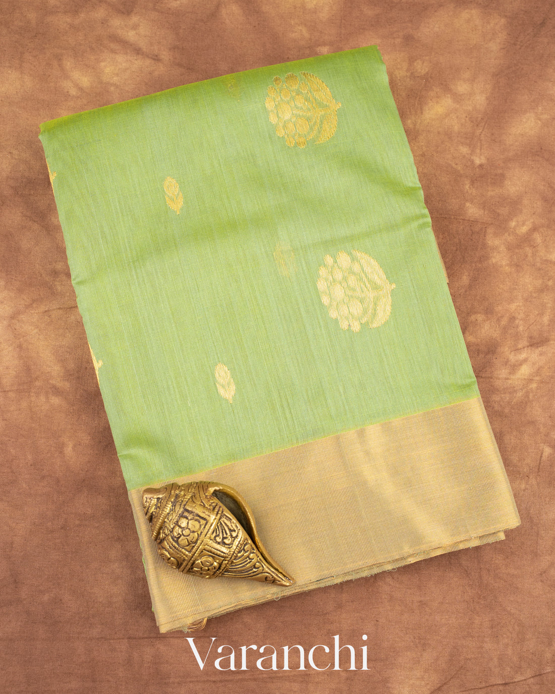Light Parrot Green Pure Chanderi Silk Cotton Handloom Saree