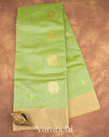Light Parrot Green Pure Chanderi Silk Cotton Handloom Saree