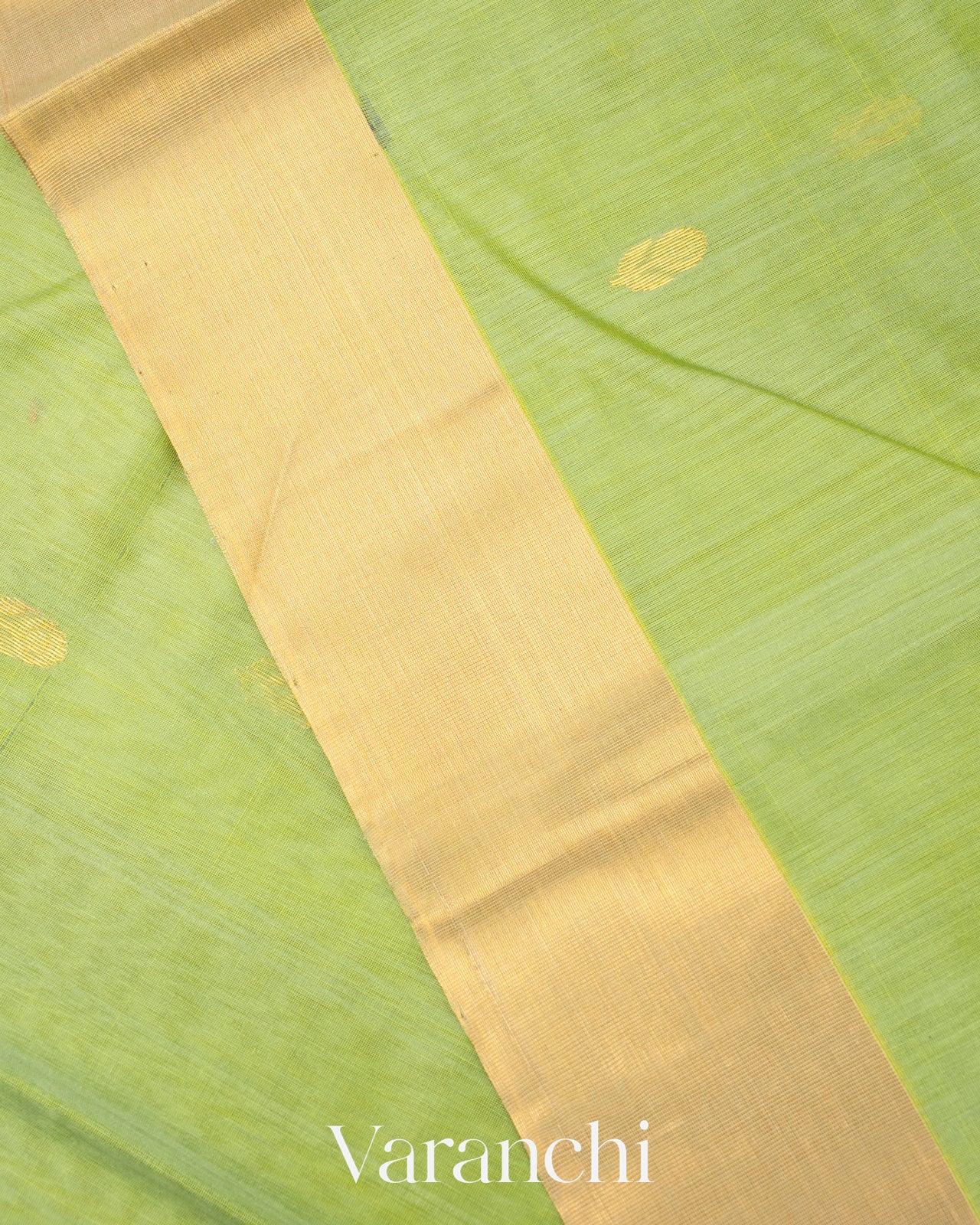 Light Parrot Green Pure Chanderi Silk Cotton Handloom Saree
