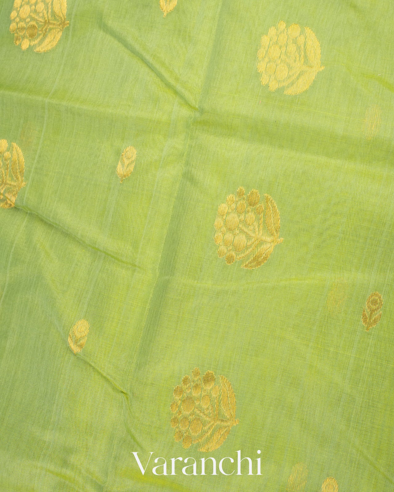 Light Parrot Green Pure Chanderi Silk Cotton Handloom Saree