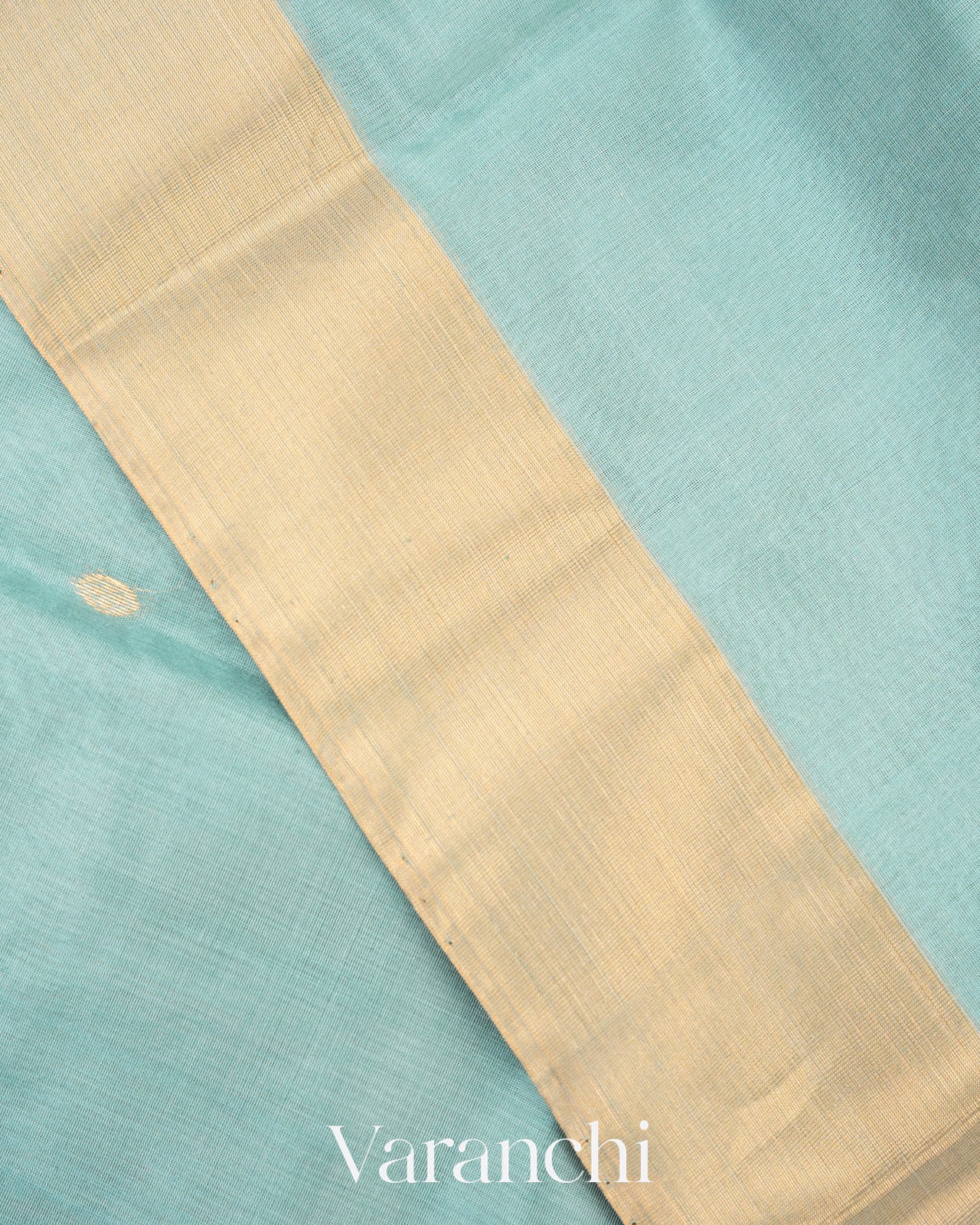 Powder Blue Pure Chanderi Silk Cotton Handloom Saree