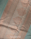 Blue Grey Pure Chanderi Silk Cotton Handloom Saree