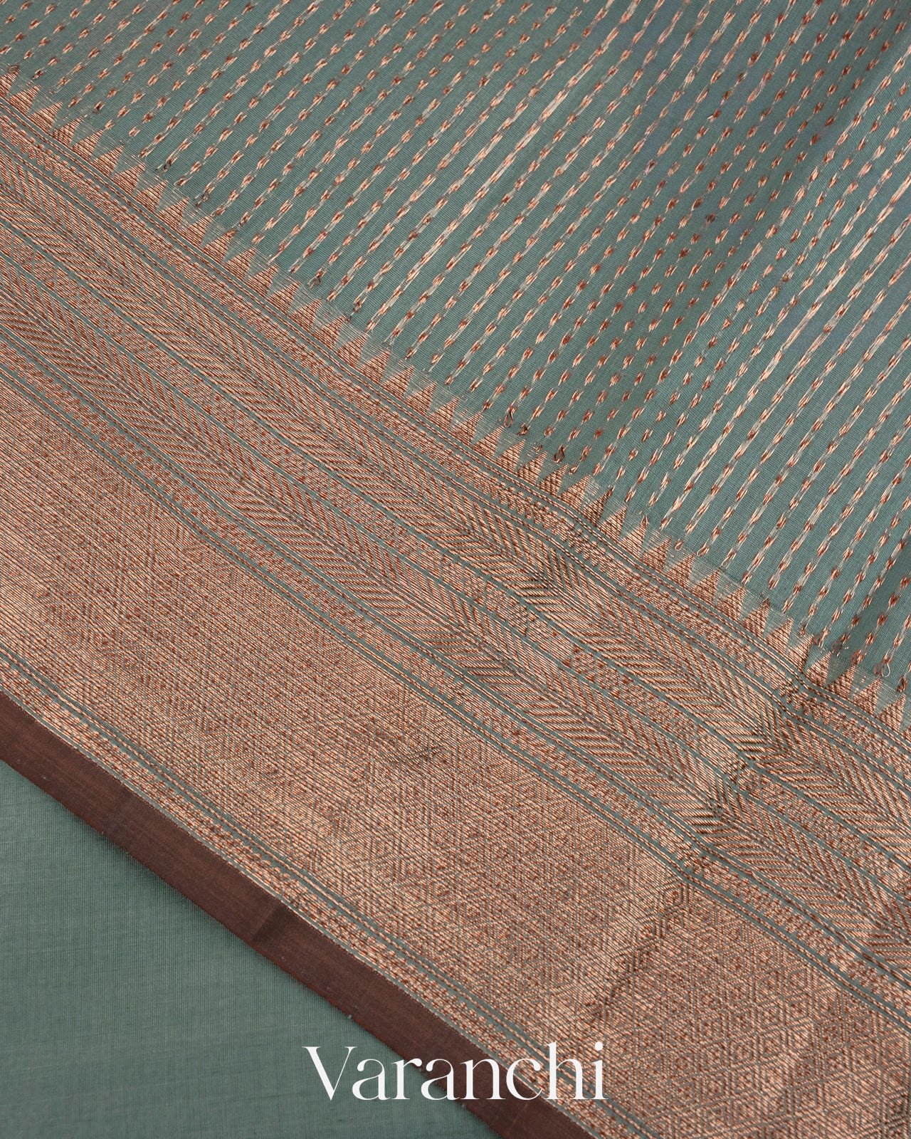 Blue Grey Pure Chanderi Silk Cotton Handloom Saree