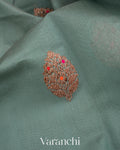 Blue Grey Pure Chanderi Silk Cotton Handloom Saree