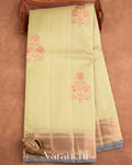 Pale Olive Green Pure Chanderi Silk Cotton Handloom Saree