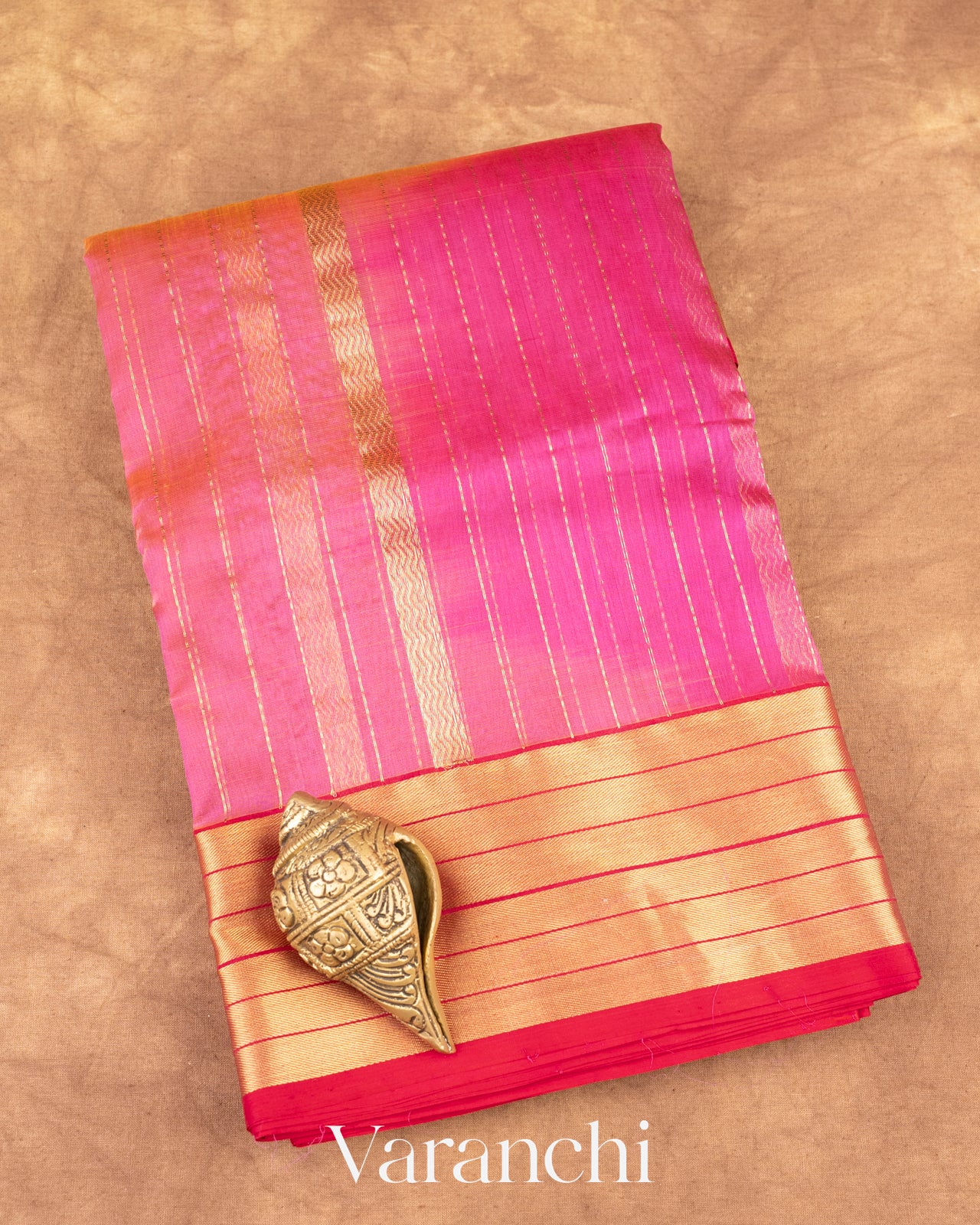Shades Of Pink Samandar Lehar Pure Chanderi Tissue Silk Handloom Saree