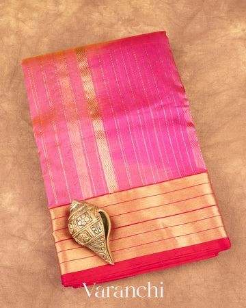 Shades Of Pink Samandar Lehar Pure Chanderi Tissue Silk Handloom Saree