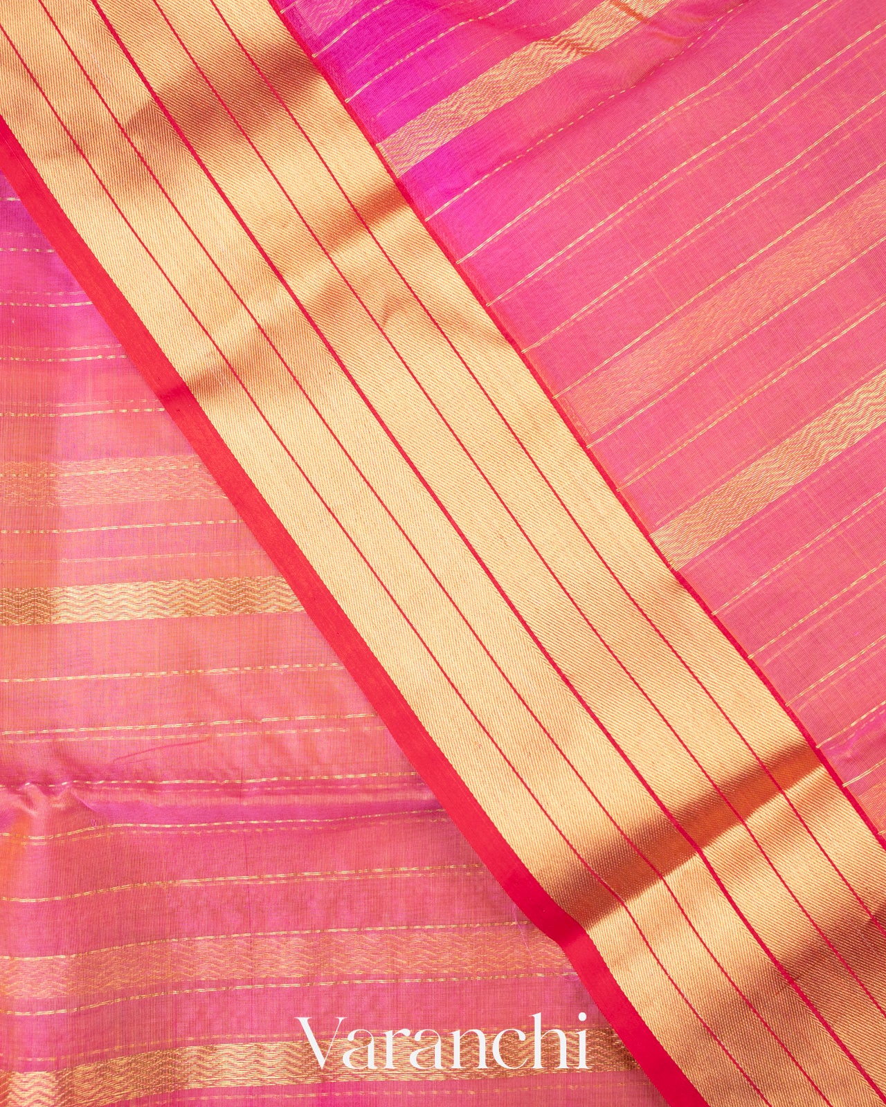 Shades Of Pink Samandar Lehar Pure Chanderi Tissue Silk Handloom Saree