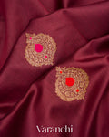 Maroon Pure Chanderi Silk Cotton Handloom Saree
