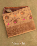 Light Biscuit Pure Chiffon Silk Saree