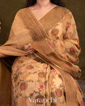 Light Biscuit Pure Chiffon Silk Saree