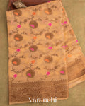 Light Biscuit Pure Chiffon Silk Saree