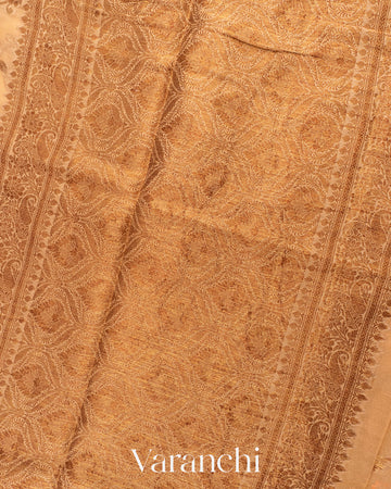 Light Biscuit Pure Chiffon Silk Saree