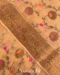 Light Biscuit Pure Chiffon Silk Saree