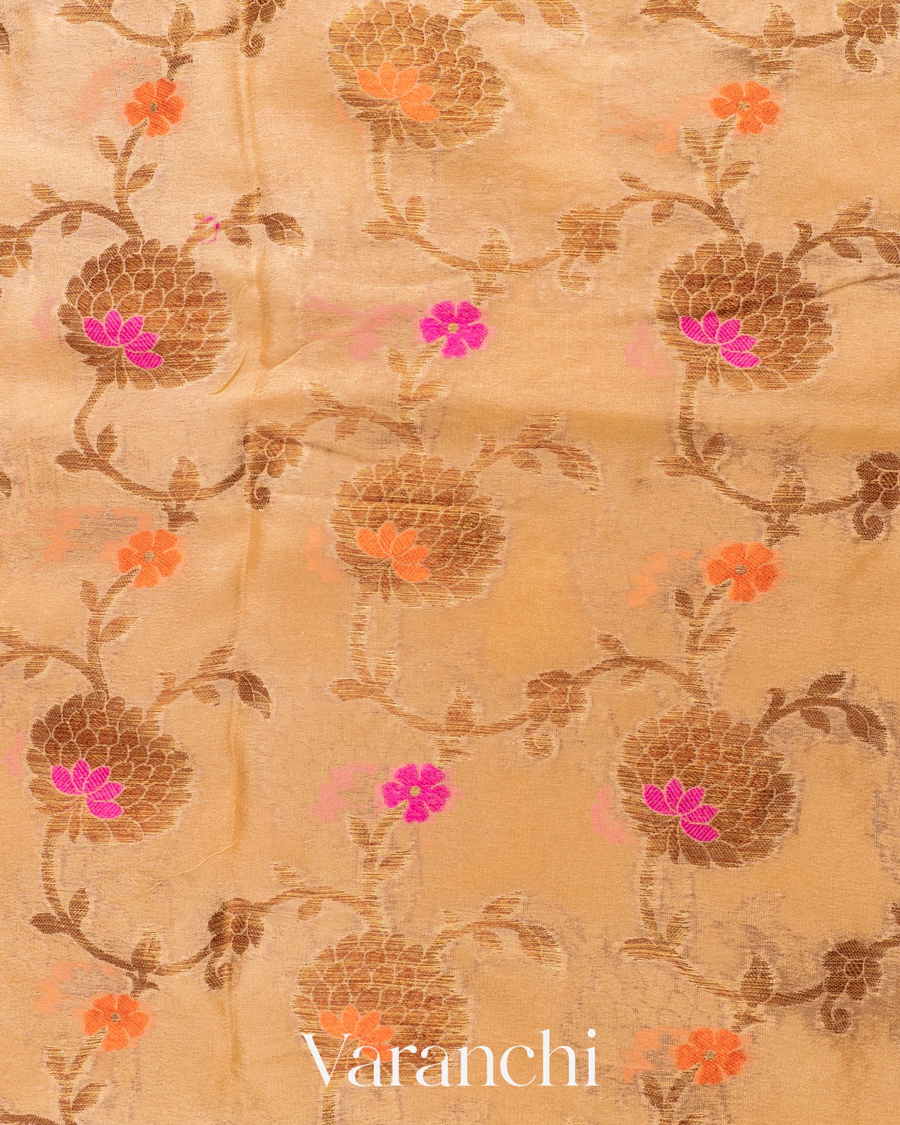 Light Biscuit Pure Chiffon Silk Saree