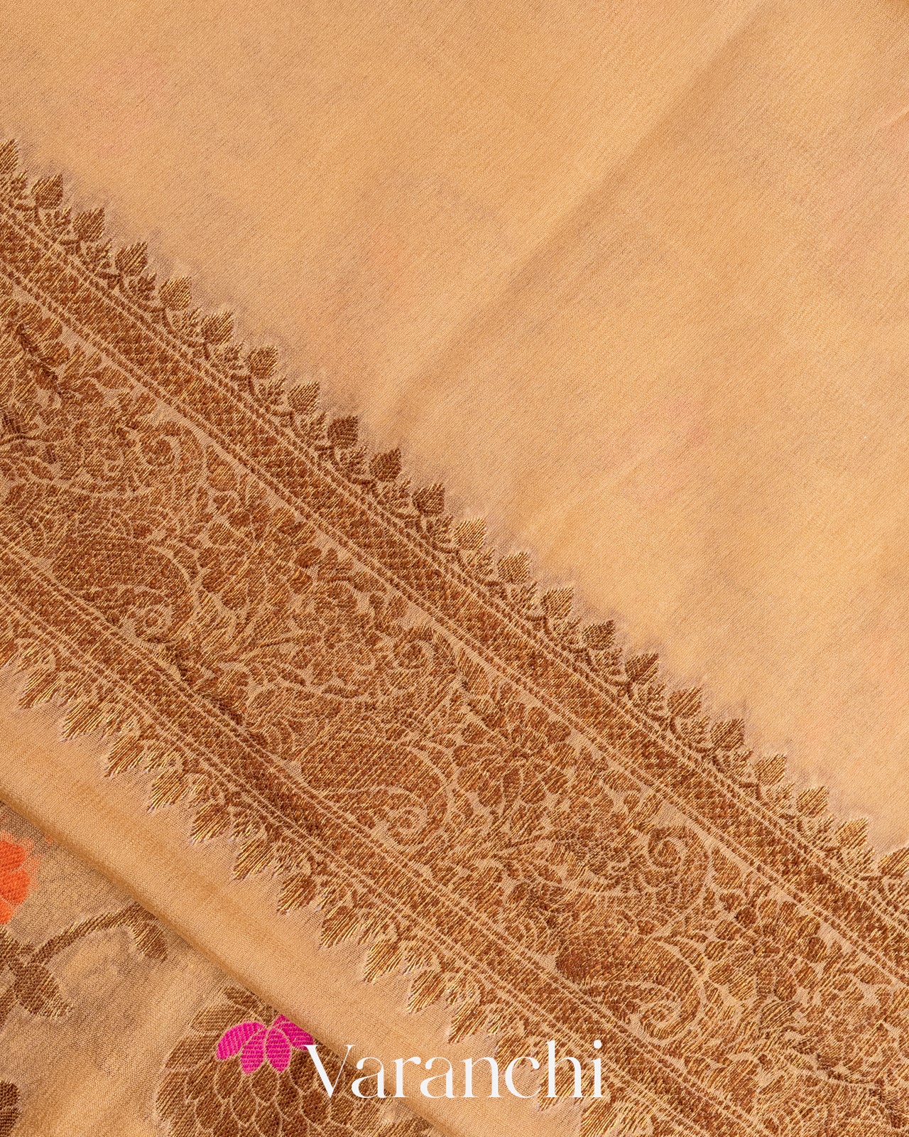 Light Biscuit Pure Chiffon Silk Saree