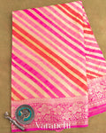 Pink Rangkaat Lehariya Pure Chiffon Silk Saree