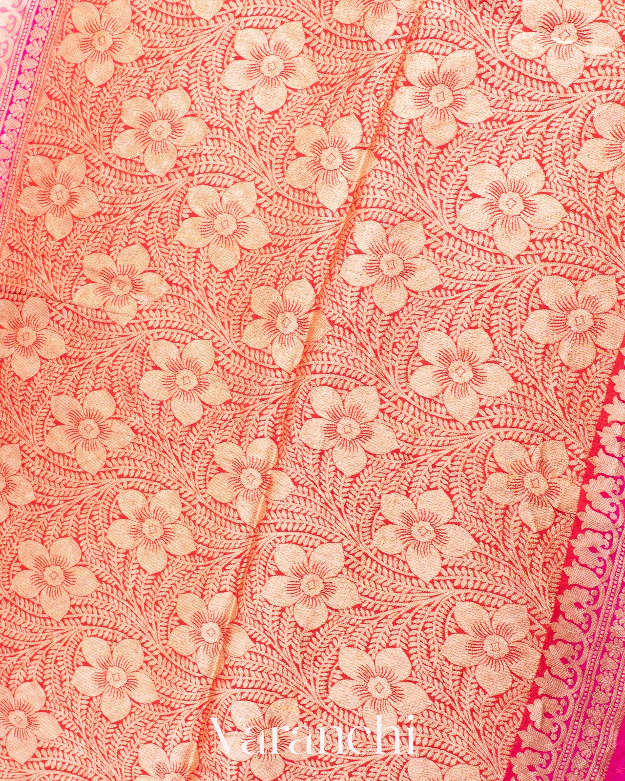 Pink Rangkaat Lehariya Pure Chiffon Silk Saree