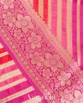 Pink Rangkaat Lehariya Pure Chiffon Silk Saree