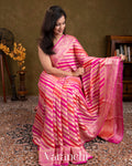 Pink Rangkaat Lehariya Pure Chiffon Silk Saree