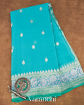 Aqua Blue Pure Chiffon Silk Saree