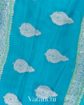 Aqua Blue Pure Chiffon Silk Saree